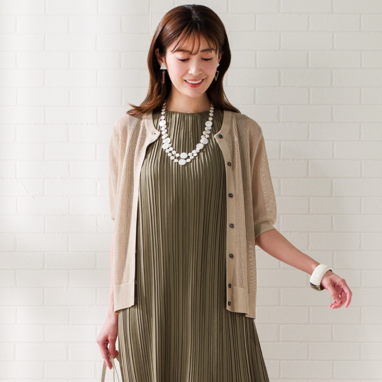 CARRIERE ラメメッシュニットカーディガン