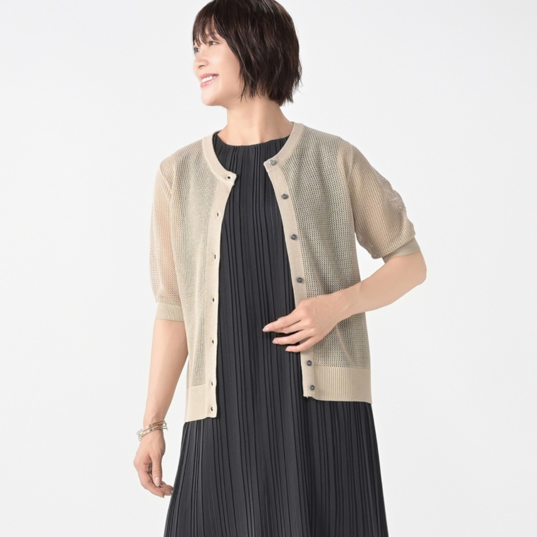 CARRIERE ラメメッシュニットカーディガン