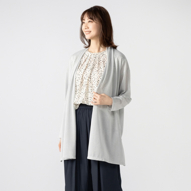 CARRIERE ラメカットソーロングカーディガン