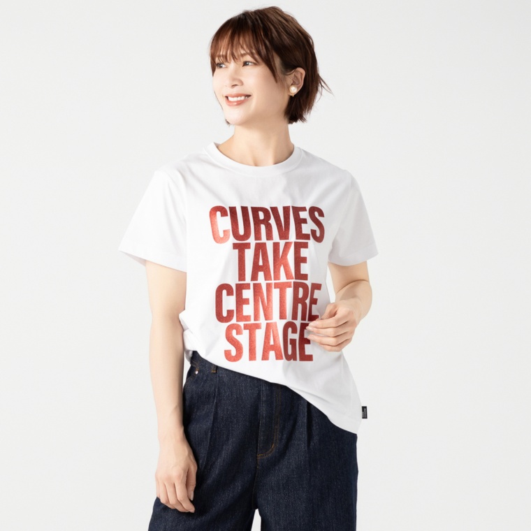 Anne Coquine グリッタープリント半袖Tシャツ