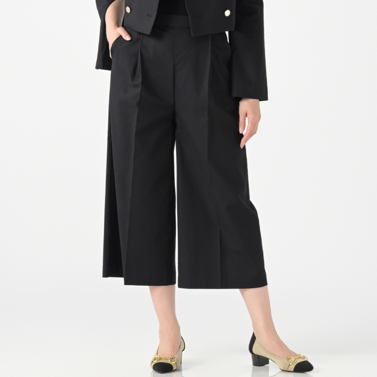 Anne Coquine 麻混タックガウチョパンツ