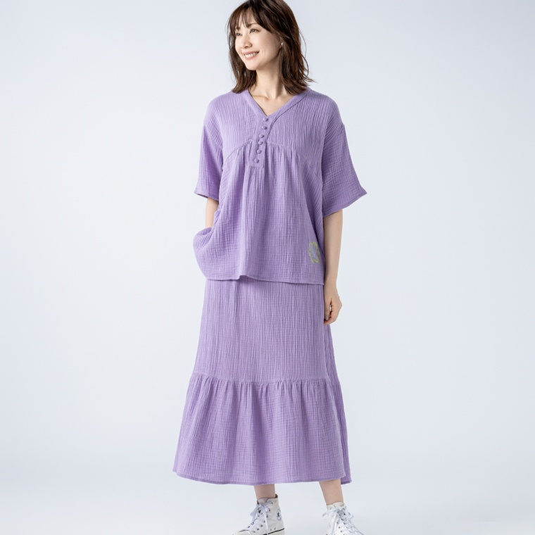 PERSONS ダブルガーゼブラウス&スカートサマーセット