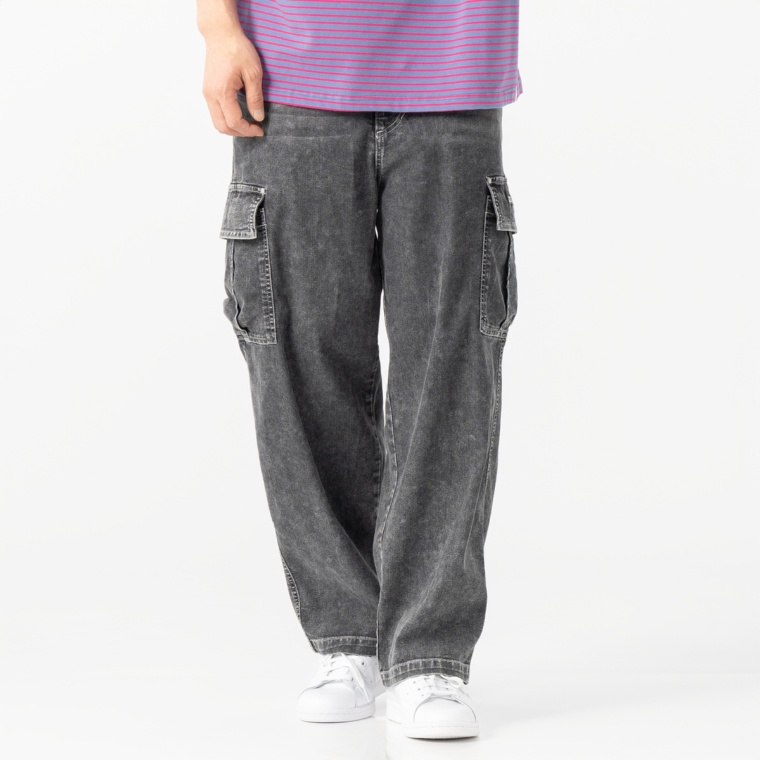 PERSONSBOY ヴィンテージウォッシュサマーデニムカーゴパンツ