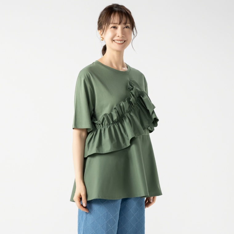 MISA Luxe アシンメトリーフリルチュニック