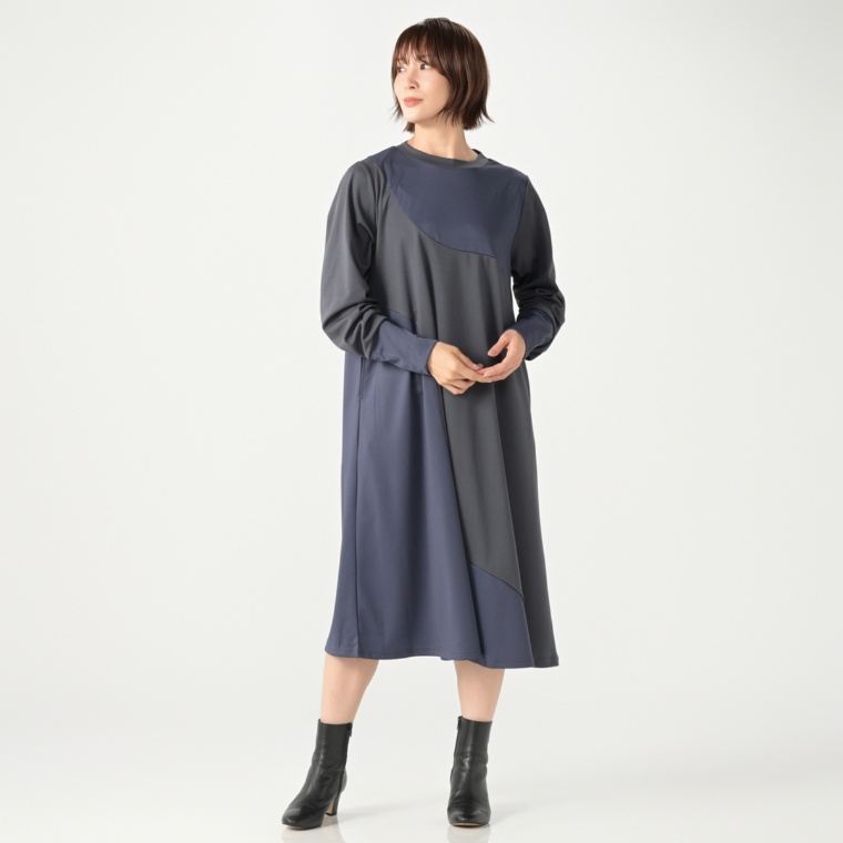 ModdedAnce カーブ切替カットソーワンピース