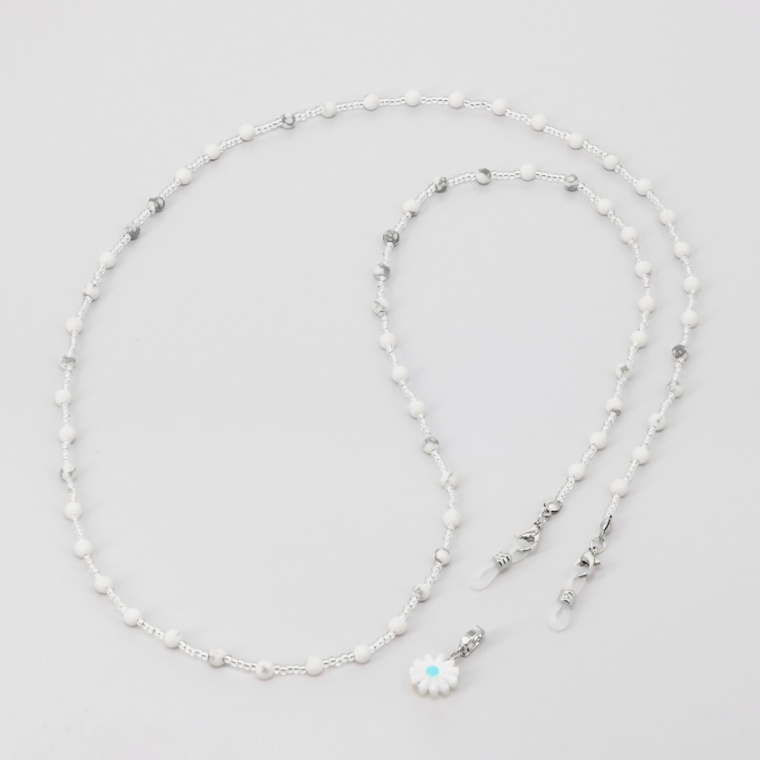 JinkaNezu 天然石メガネチェーンネックレス フラワーチャーム付