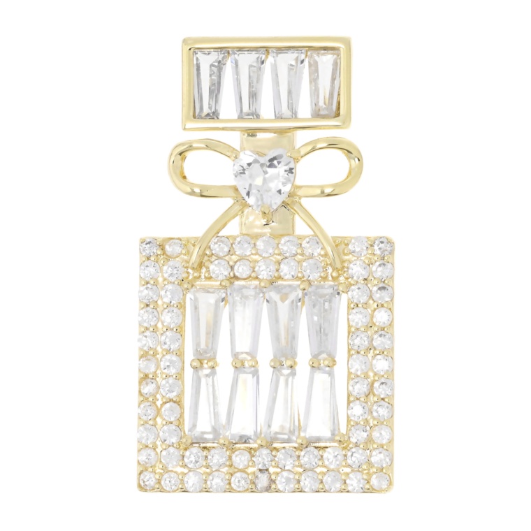 JinkaNezu キュービックジルコニア パフュームボトル ブローチ