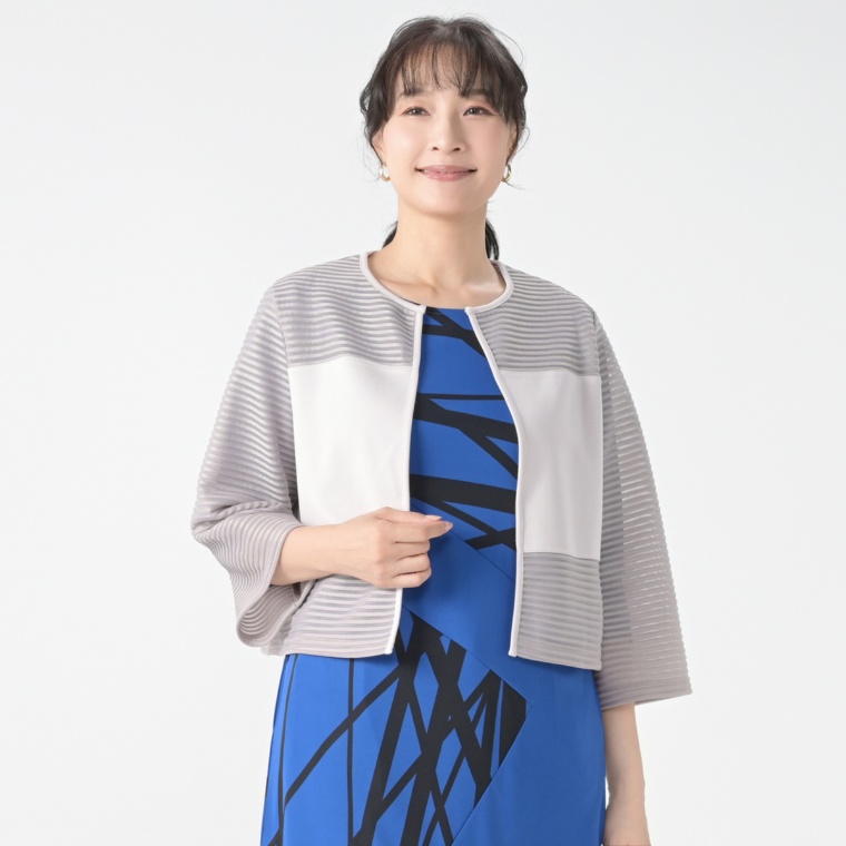 BOUTIQUE JUNKO ボーダーチュールジャケット