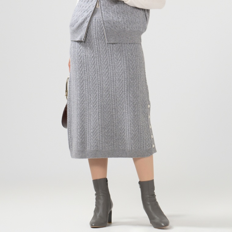 CASHYAGE カシミヤ100% ケーブル編みスカート