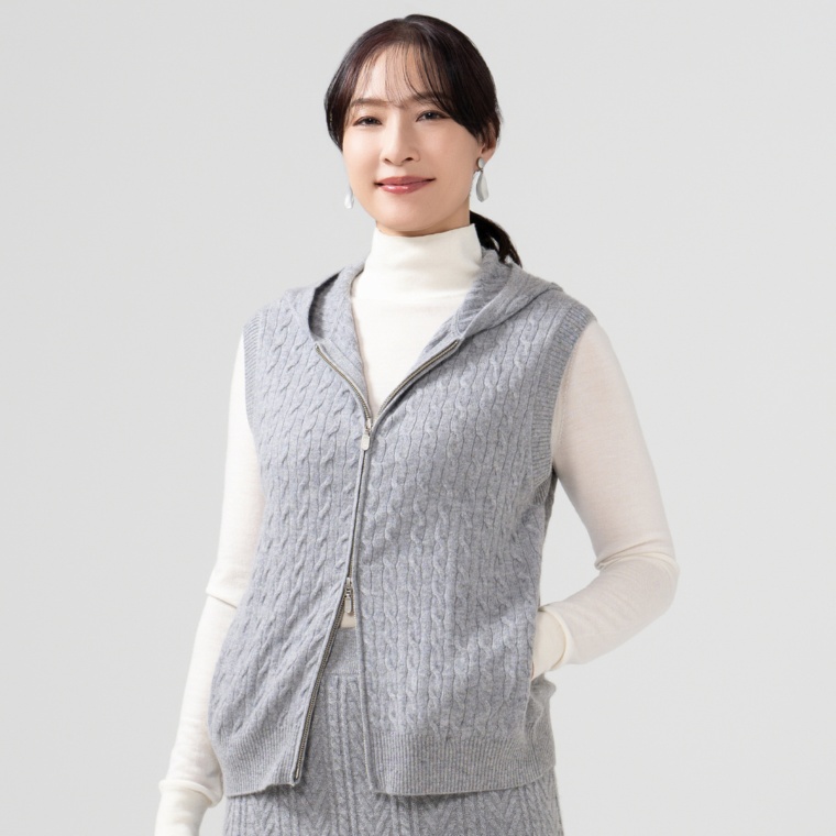 CASHYAGE カシミヤ100% フーディーベスト