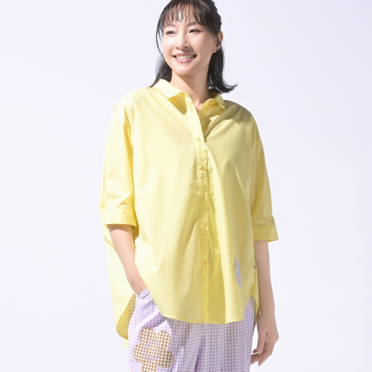 PERSONS バックギャザー半袖シャツ