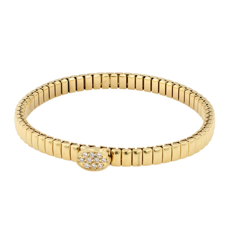 ステンレス CZ オーバルモチーフ ストレッチバングル