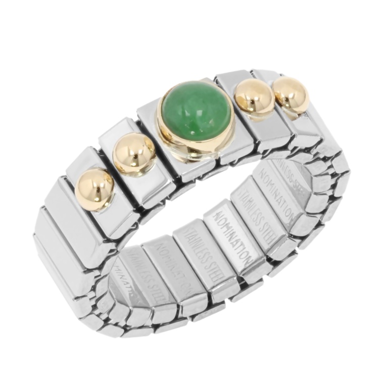 ステンレス/18KYG カラーストーン ストレッチリング