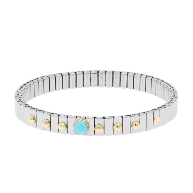 ステンレス/18KYG カラーストーン ストレッチバングル