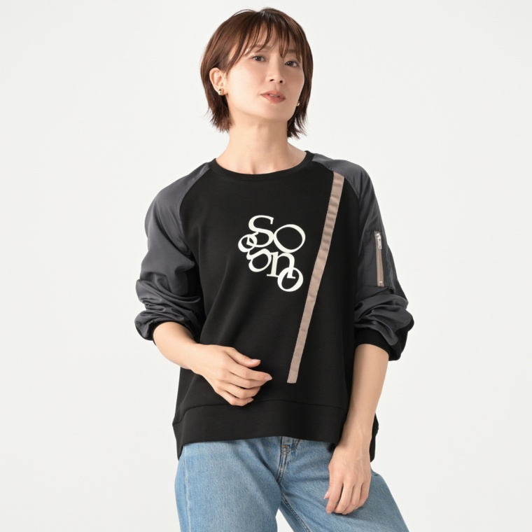 Remite 異素材ロゴプルオーバー