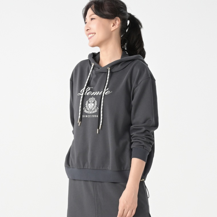 Remite ロゴ異素材裏毛パーカー