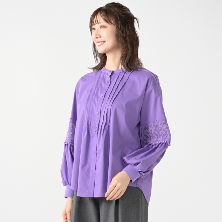 Remite 袖ふわジャガードレースブラウス