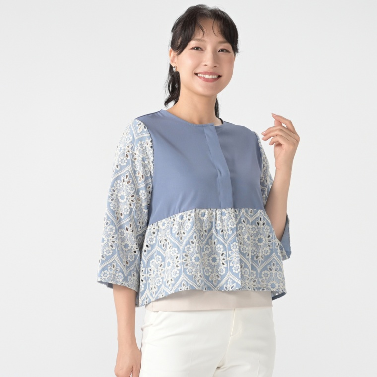 anatelier 大人フェミニン レースコンビカーディガン