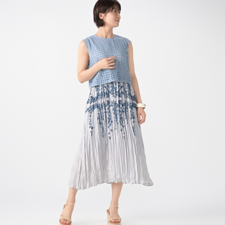 anatelier 異素材ミックス サマーワンピース