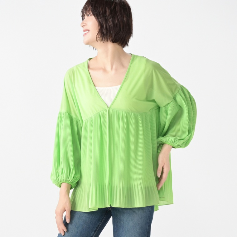 calma エアリーシアープリーツ カーディガン