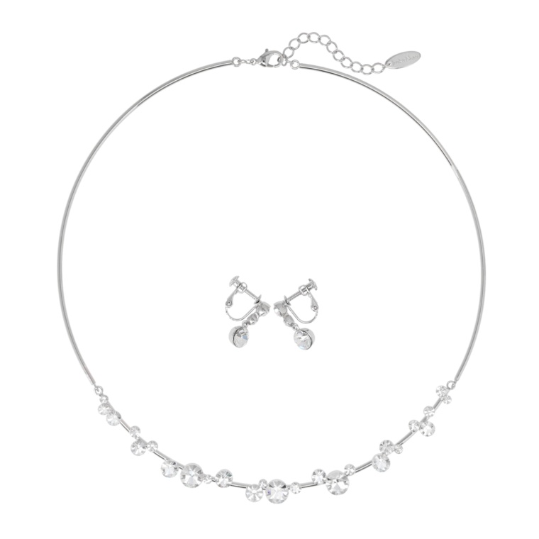 JinkaNezuクリスタルガラスチョーカーネックレス&イヤリング/ピアス