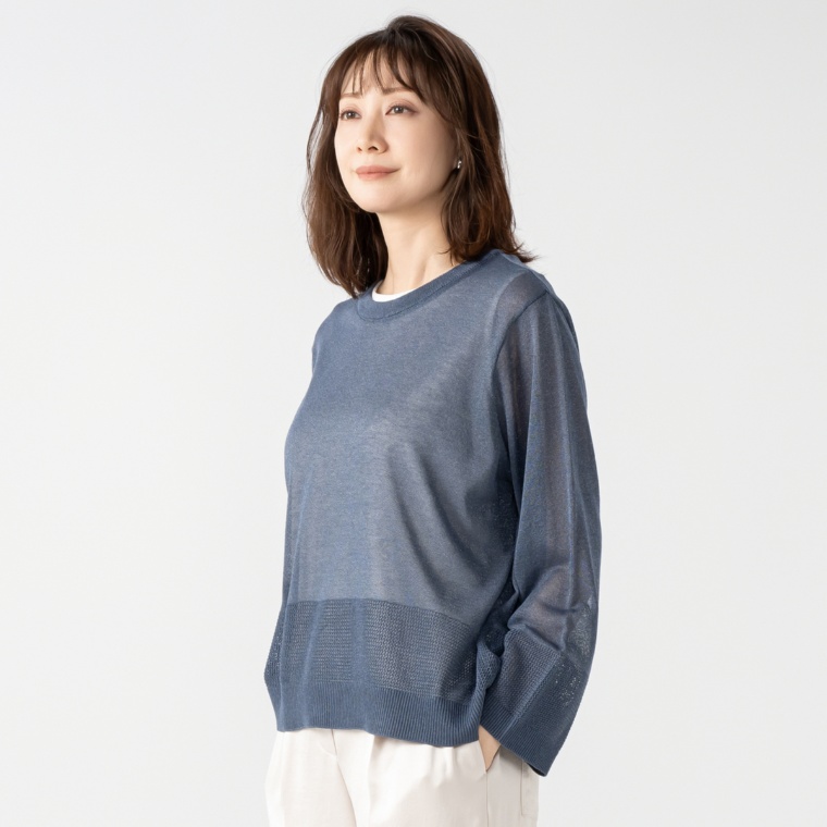 CARRIERE シアーニットインナー付プルオーバー