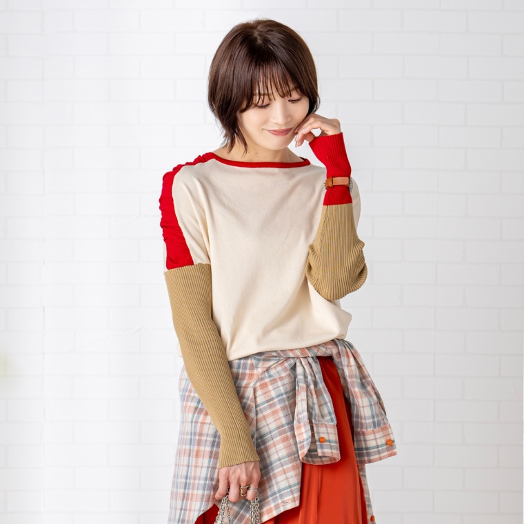 calma カラーで遊ぶ モードニットチュニック