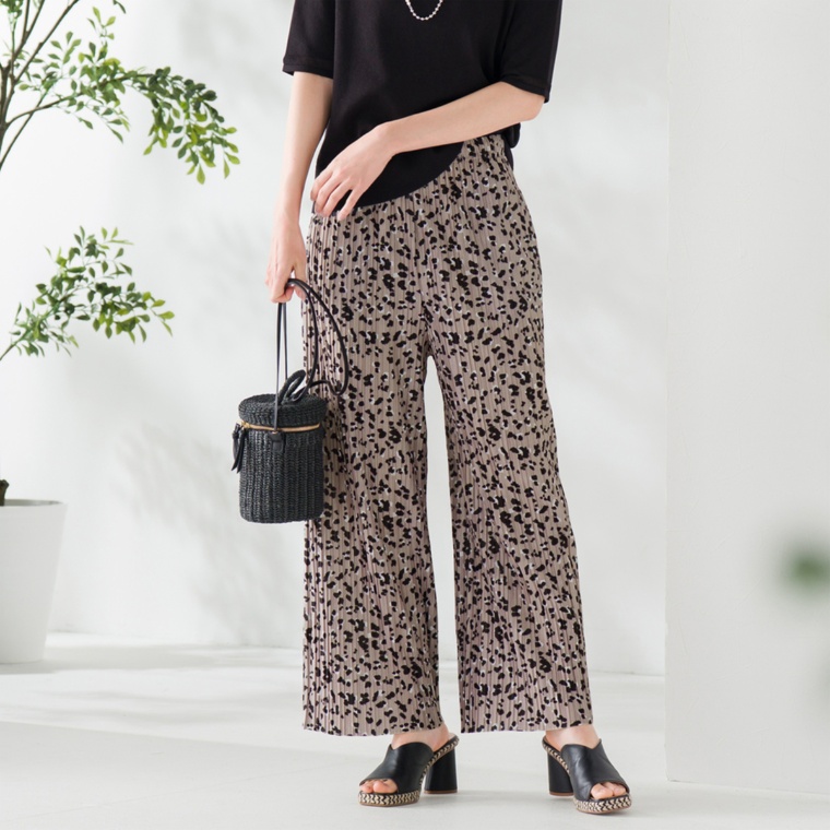 Coeur sucre アニマル風プリントプリーツパンツ