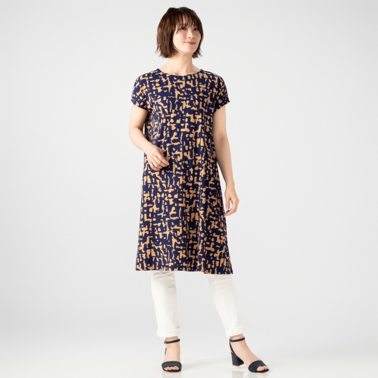 Coeur sucre ニュアンス柄プリントワンピース