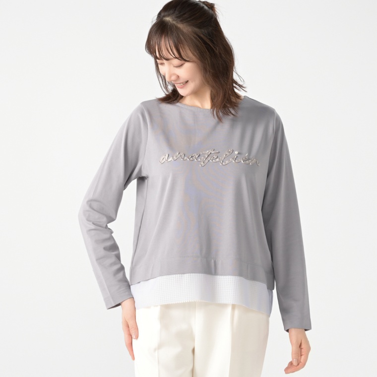 anatelier ロゴ刺繍 レイヤードプルオーバー