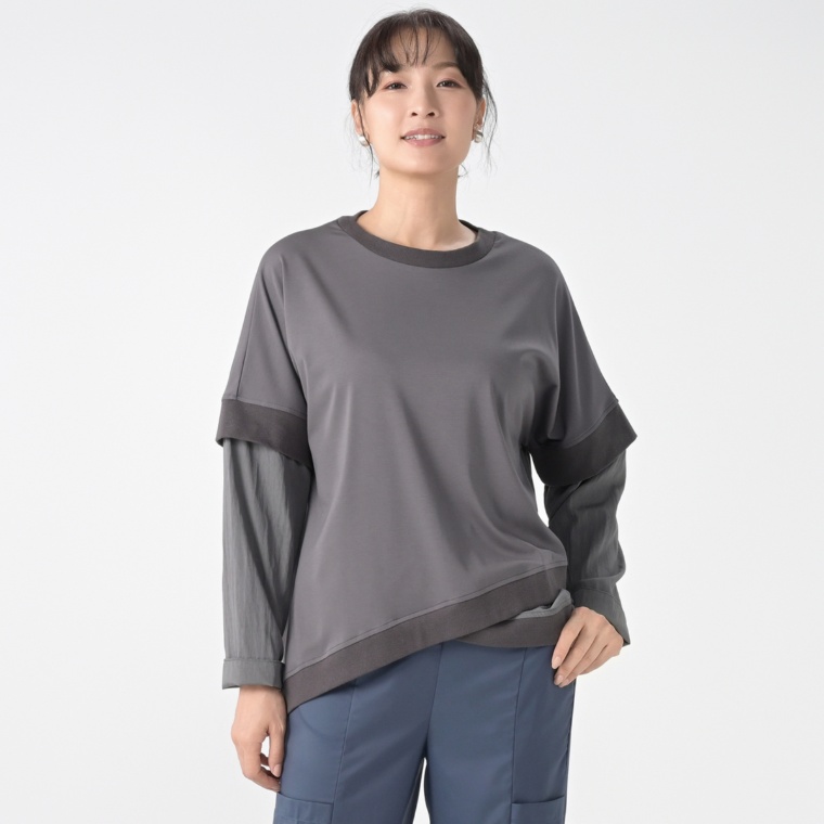 ModdedAnce 異素材MIXリブポイントプルオーバー