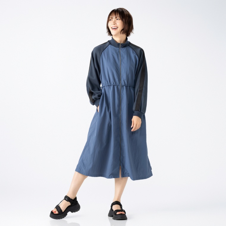 GRC ラインアクセントジップアップワンピース