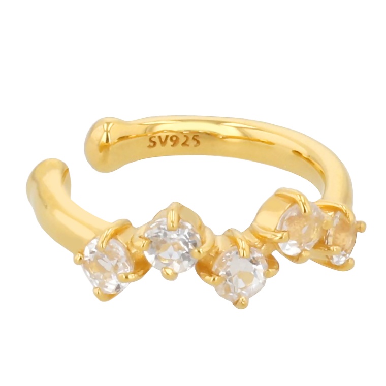 シルバー925 ホワイトトパーズステラ片耳用イヤーカフ