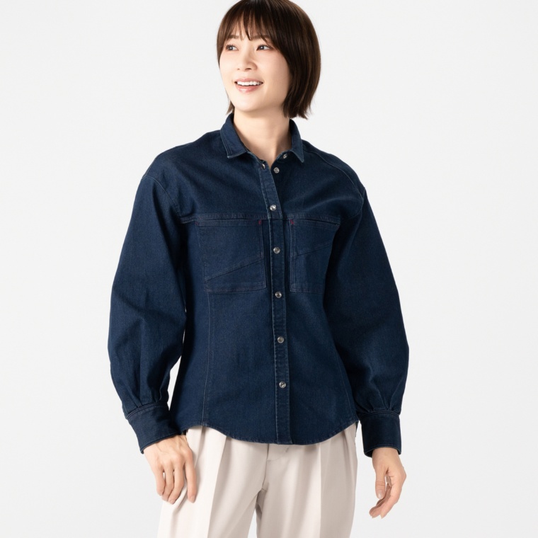 calma バルーンスリーブデニムシャツ