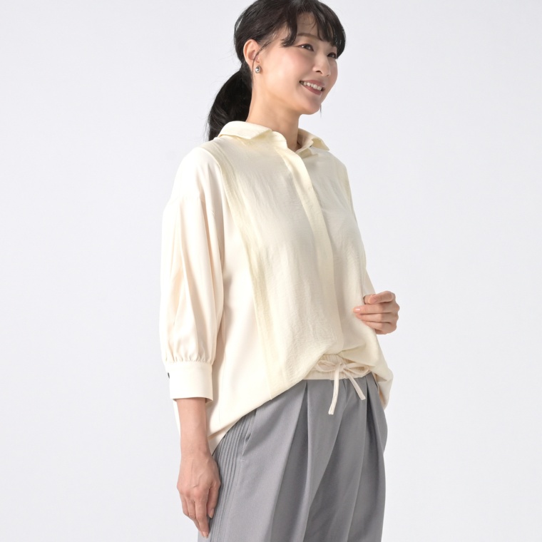 ROHERBE 異素材使いボクシーブラウス