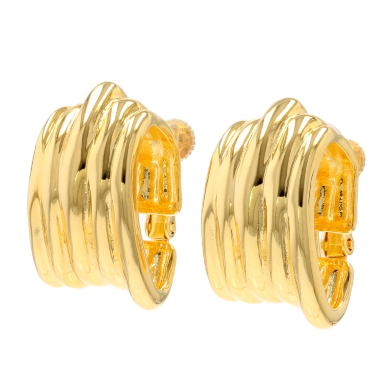 Anne Coquine メタルリップル柄イヤリング/ ピアス