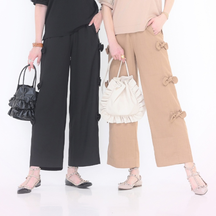 &LOVE むっちゃ幸せリボンワイドパンツ