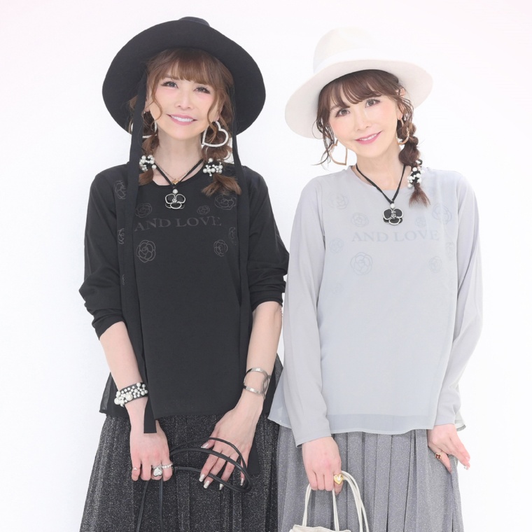 &LOVE 大人シアーなカメリアプリントプルオーバー