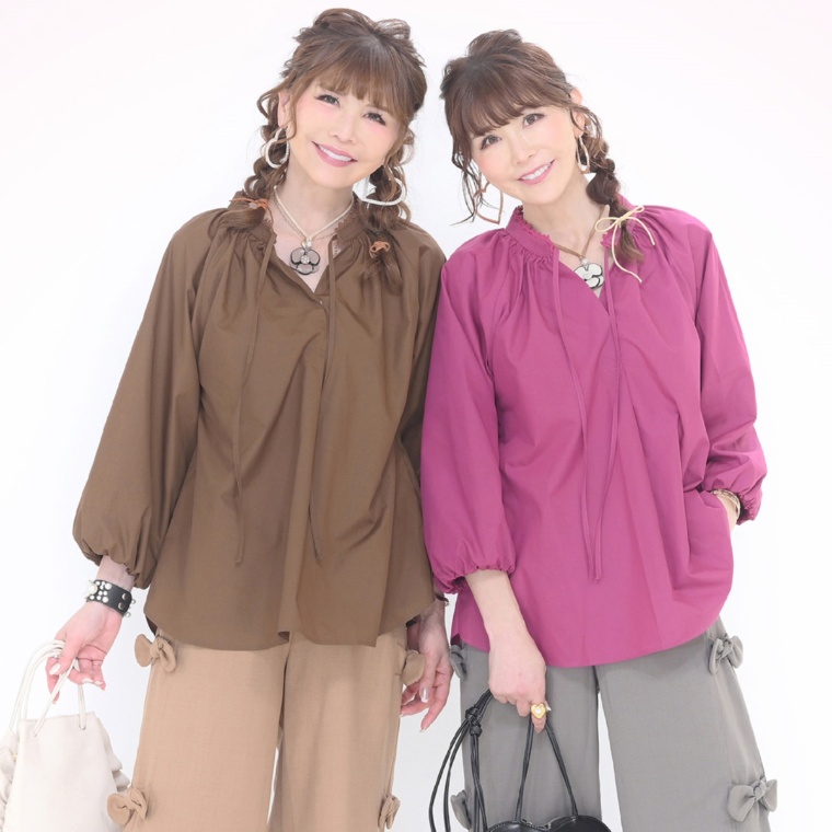 &LOVE ふんわりフェミニンフォルムなレースカフタンブラウス