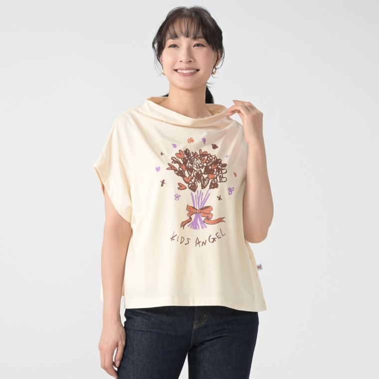 KidsAngel ゆったりシルエットプリント加工プルオーバー