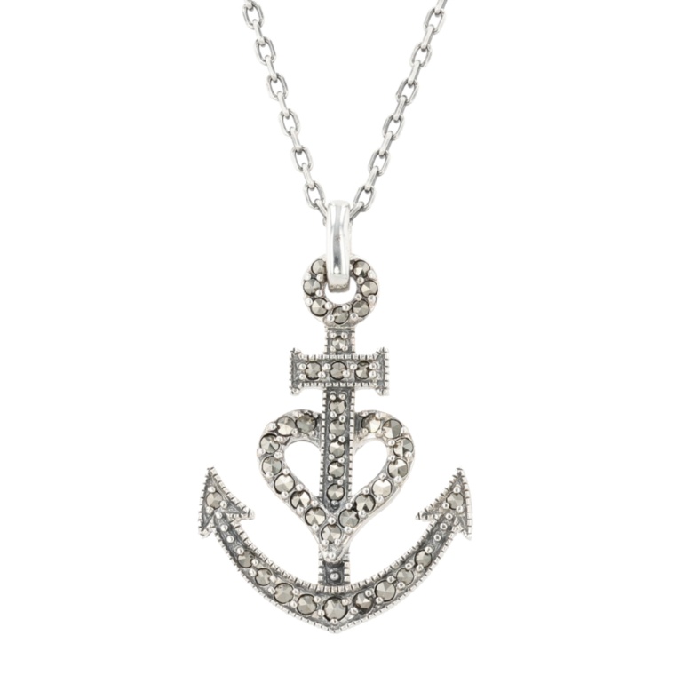 ファトラ シルバー925ハートに錨ネックレス