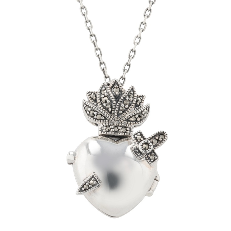 ファトラ シルバー925ハートロケットネックレス