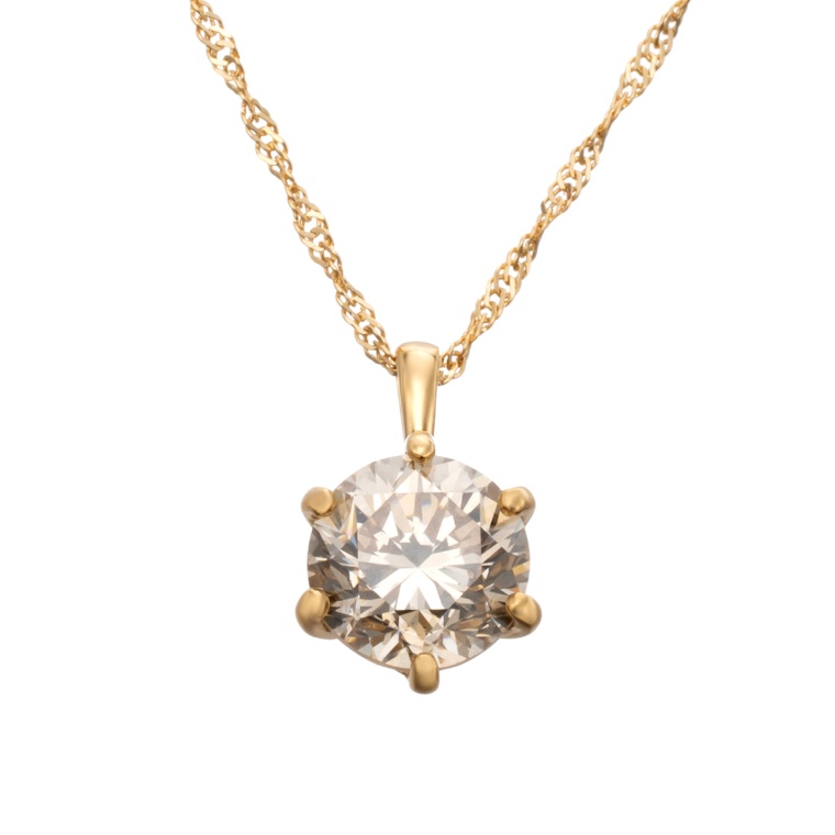 18KYG ダイヤモンド ペンダント 1.0ctUP 鑑定書付