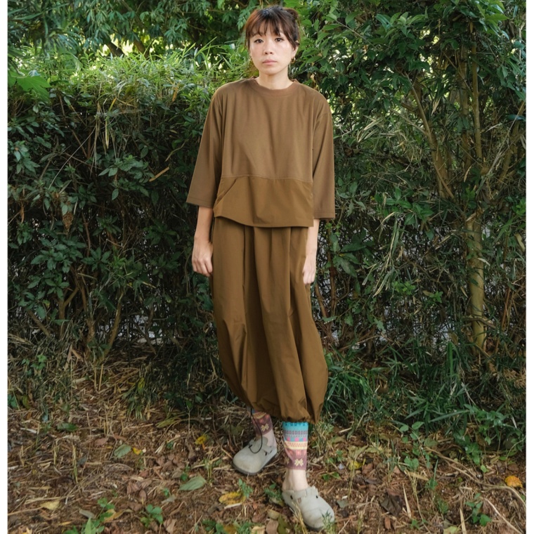 Carney 異素材ドッキング フェイクレイヤードワンピース