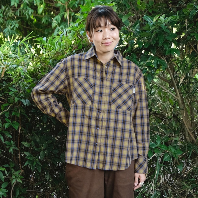 Carney こなれニュアンス オンブレチェックシャツ