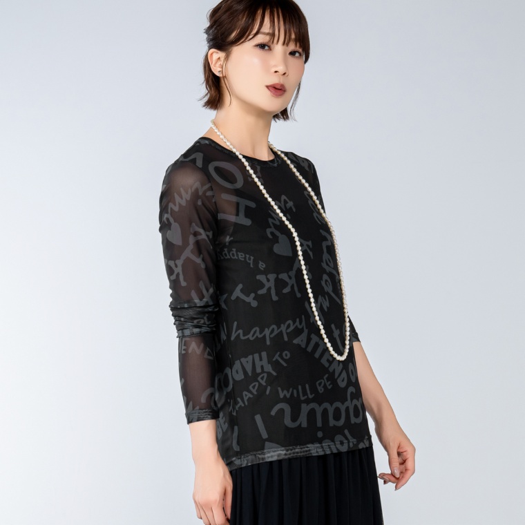 KiKKi チュールプリントプルオーバー