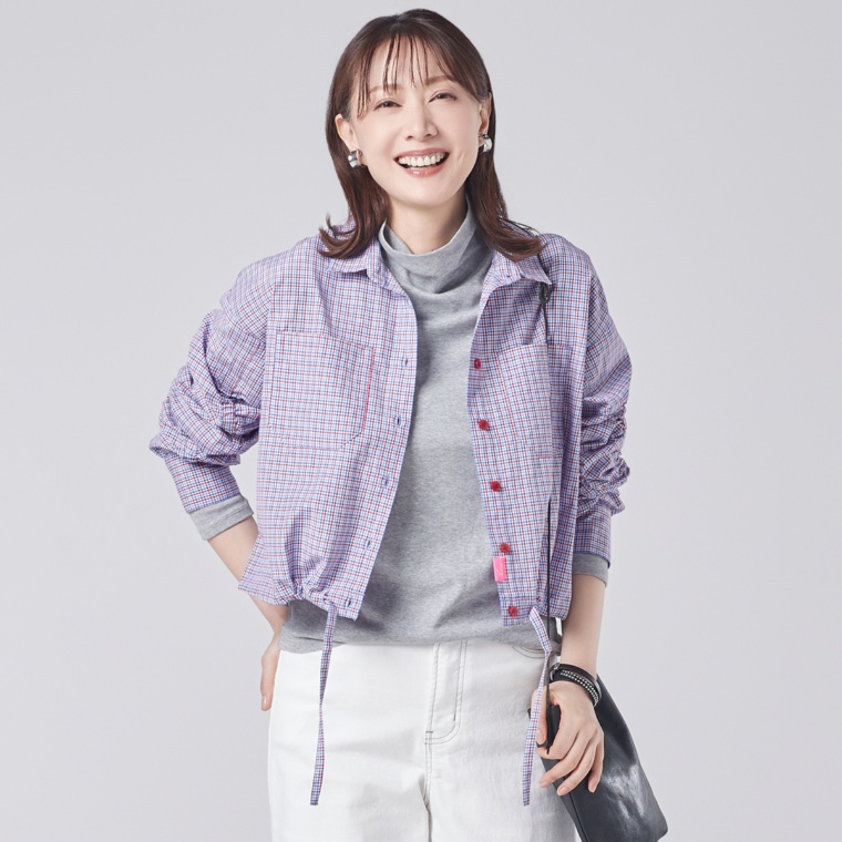 KiKKi シャーリングチェックシャツ