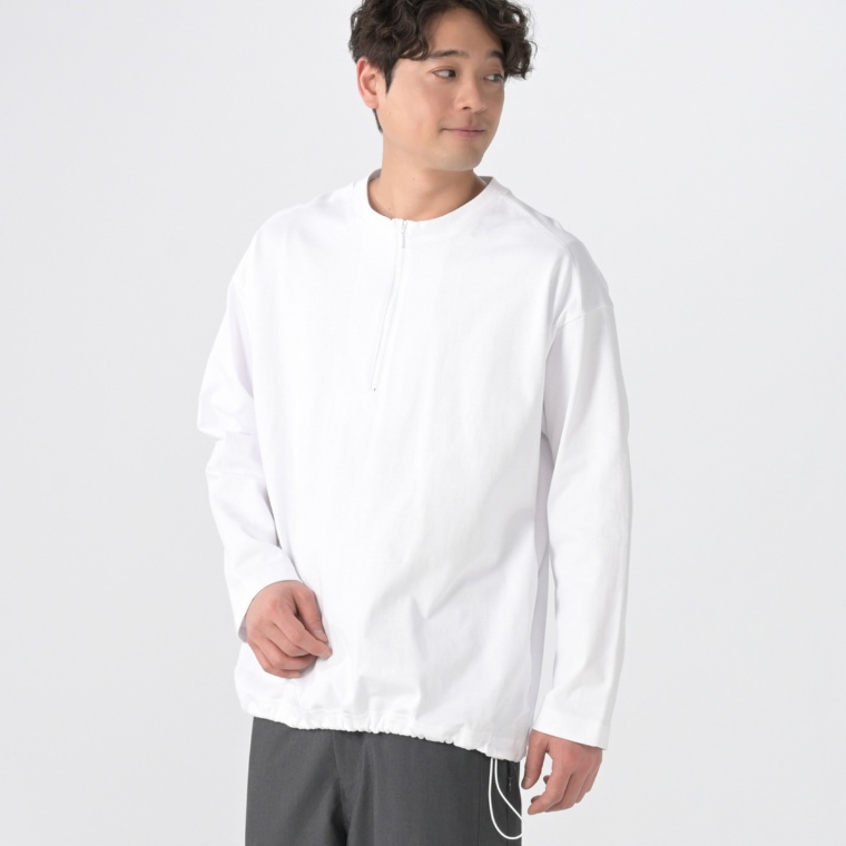 Lucca Uomo alla moda フロントファスナー長袖Tシャツ