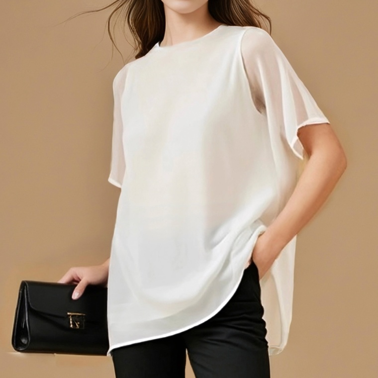 Provador スーピマコットン シアーシフォン重ね着ブラウス