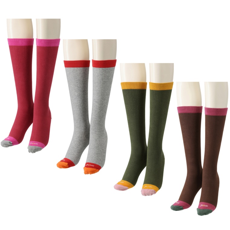 ジャヴィ綿混着圧ハイソックス[抗菌防臭加工]4足セット